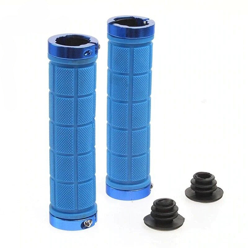 Bike Handlebar Grips MTB Mountain BMX Bike Bicycle Soft BLUE Fixed Double Lock Screw Tight Grips Easy Fit Rockbros