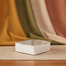 10 Pack of 10cm Square Invitation Coaster Favor Function product Presentation Cookie Biscuit Patisserie Gift Box - 4cm deep - White Card Clear PVC Lid