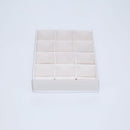 10 Pack of White Card Chocolate Sweet Soap Product Retail Gift Box - 12 bay 4x4x3cm Compartments  - Clear Slide On Lid - 16x12x3cm