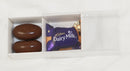 50 Pack of White Card Chocolate Sweet Soap Product Retail Gift Box - 2 Bay Compartments - Clear Slide On Lid - 8x4x3cm