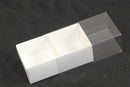 50 Pack of White Card Chocolate Sweet Soap Product Retail Gift Box - 2 Bay Compartments - Clear Slide On Lid - 8x4x3cm