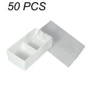 50 Pack of White Card Chocolate Sweet Soap Product Retail Gift Box - 2 Bay Compartments - Clear Slide On Lid - 8x4x3cm