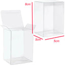 100 Pack of 5x8cm Clear PVC Plastic Folding Packaging Small rectangle/square Boxes for Wedding Jewelry Gift Party Favor Model Candy Chocolate Soap Box
