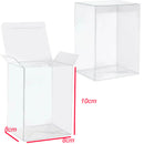 10 Pack of 8x8x10cm Clear PVC Plastic Folding Packaging Small rectangle/square Boxes for Wedding Jewelry Gift Party Favor Model Candy Chocolate