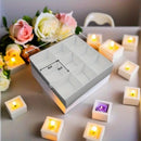 10 Pack of White Card Chocolate Sweet Soap Product Retail Gift Box - 9 bay 4x4x3cm Compartments  - Clear Slide On Lid - 12x12x3cm