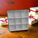 10 Pack of White Card Chocolate Sweet Soap Product Retail Gift Box - 9 bay 4x4x3cm Compartments  - Clear Slide On Lid - 12x12x3cm