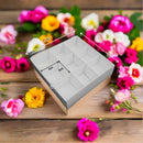 100 Pack of White Card Chocolate Sweet Soap Product Retail Gift Box - 9 bay 4x4x3cm Compartments  - Clear Slide On Lid - 12x12x3cm