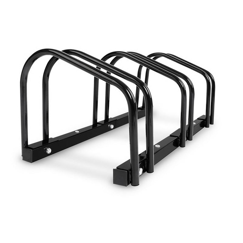 3 Bike Rack Stand for Bicycle Storage Floor Parking Holder Cycling Black Steel - Weisshorn