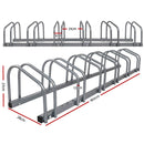 6 Bike Rack Stand for Bicycle Storage Floor Parking Holder Cycling Silver Steel - Weisshorn