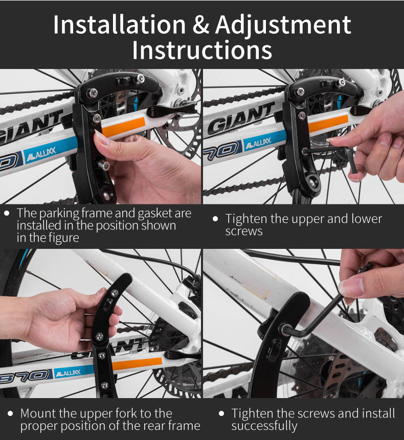 Adjustable Bike Stand One Size Fits All - ROCKBROS Mountain Bike Standard Kick Stand Parking Adjustable 40cm Removable - Photo Shoot