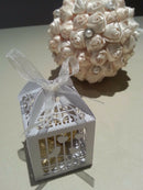 50 Piece Pack - White Dove Bird Heart Wedding Bomboniere Favor Lolly Gift Card Box
