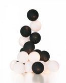 1 Set of 20 LED Black White 5cm Cotton Ball Battery Powered String Lights Xmas Gift Home Wedding Party Bedroom Decoration Outdoor Indoor