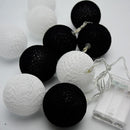 1 Set of 20 LED Black White 5cm Cotton Ball Battery Powered String Lights Xmas Gift Home Wedding Party Bedroom Decoration Outdoor Indoor