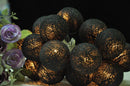 1 Set of 20 LED Black White 5cm Cotton Ball Battery Powered String Lights Xmas Gift Home Wedding Party Bedroom Decoration Outdoor Indoor