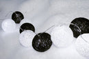 1 Set of 20 LED Black White 5cm Cotton Ball Battery Powered String Lights Xmas Gift Home Wedding Party Bedroom Decoration Outdoor Indoor