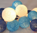 1 Set of 20 LED Blue 5cm Cotton Ball Battery Powered String Lights Christmas Gift Home Wedding Party Boys Bedroom Decoration Indoor Table Centrepiece
