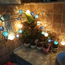 1 Set of Blue n White 5cm Rattan Cane 50 Ball Battery Powered LONG 5m String Lights Christmas Gift Home Wedding Party Bedroom Decoration