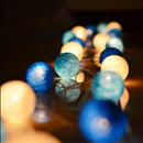 1 Set of 20 LED Blue 5cm Cotton Ball Battery Powered String Lights Christmas Gift Home Wedding Party Boys Bedroom Decoration Indoor Table Centrepiece