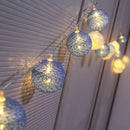 1 Set of 20 LED Blue 5cm Cotton Ball Battery Powered String Lights Christmas Gift Home Wedding Party Boys Bedroom Decoration Indoor Table Centrepiece