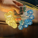 1 Set of Blue n White 5cm Rattan Cane 50 Ball Battery Powered LONG 5m String Lights Christmas Gift Home Wedding Party Bedroom Decoration