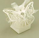 100 Piece Pack - Ivory Cream Butterfly Wedding Engagement Party Bomboniere Favour Lolly Gift Almond Card Box