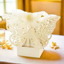 100 Piece Pack - Ivory Cream Butterfly Wedding Engagement Party Bomboniere Favour Lolly Gift Almond Card Box