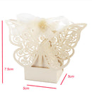 100 Piece Pack - Ivory Cream Butterfly Wedding Engagement Party Bomboniere Favour Lolly Gift Almond Card Box
