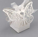 100 Piece Pack - Ivory Cream Butterfly Wedding Engagement Party Bomboniere Favour Lolly Gift Almond Card Box