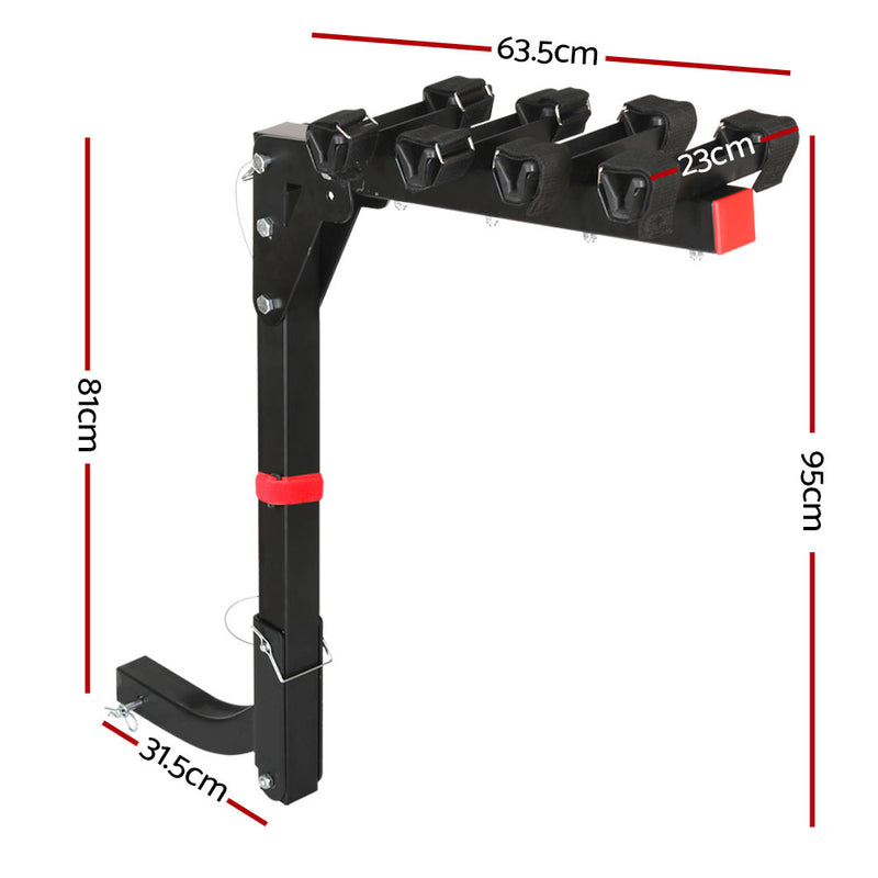 4 Bicycle Bike Carrier Rack Car 2" Square Tow Bar Hitch Mount Foldable Black Giantz