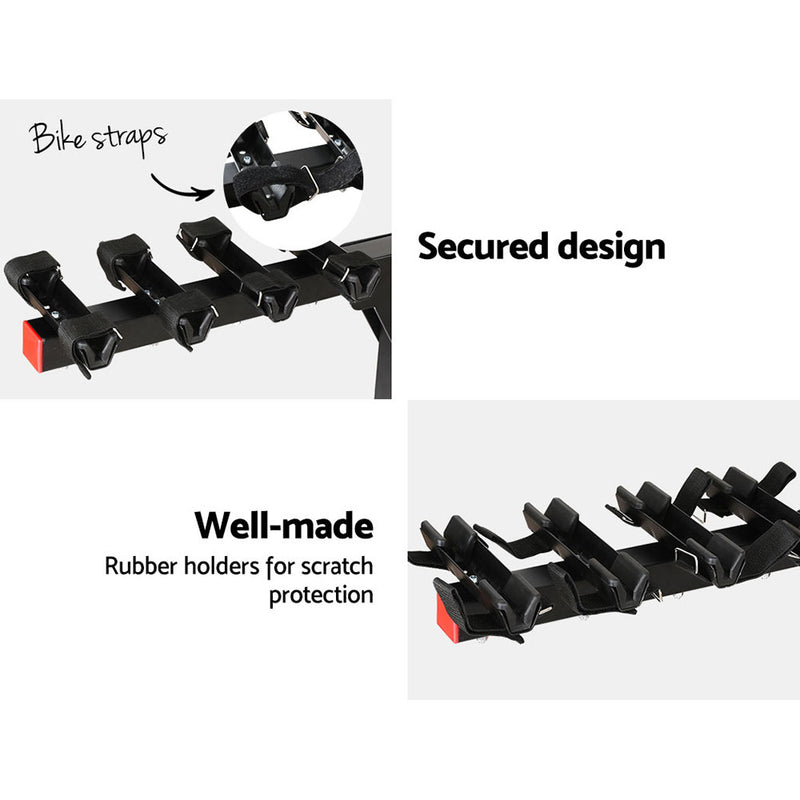 4 Bicycle Bike Carrier Rack Car 2" Square Tow Bar Hitch Mount Foldable Black Giantz