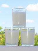 25 White Wax Clear Glass Holder Votive Candle - Wedding Event Centrepiece Table Decoration
