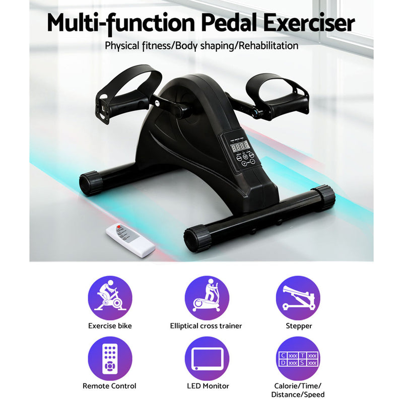 Pedal Exerciser Mini Exercise Bike Cross Trainer Home Office Gym Everfit 80W Black