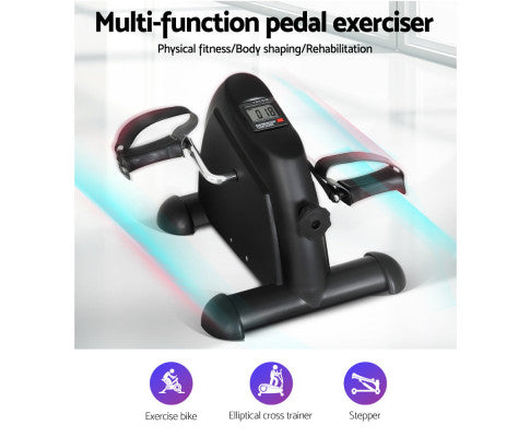 Home Pedal Exerciser Mini Exercise Bike Cross Trainer Leg Arm Hand Fitness Black - Everfit Personal Gym Equipment