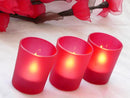 10 Pack Red Frosted Glass Votive Tealight Candle Holders Valentines Day Xmas Wedding Decor Glass Candlestick Party Decorations Bridal Baby Event