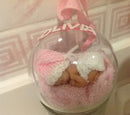 4 x Glass Bauble 10cm Diameter Round Clear with Silver Cap - table or tree centrepice personal memory theme craft gift