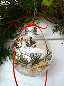 4 x Glass Bauble 6cm Diameter Round Clear with Silver Cap - table or tree centrepice personal memory theme craft gift
