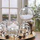 10 x Glass Bauble 6cm Diameter Round Clear with Silver Cap - table or tree centrepice personal memory theme craft gift