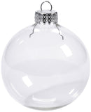 10 x Glass Bauble 6cm Diameter Round Clear with Silver Cap - table or tree centrepice personal memory theme craft gift