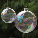 10 x Glass Bauble 6cm Diameter Round Clear with Silver Cap - table or tree centrepice personal memory theme craft gift