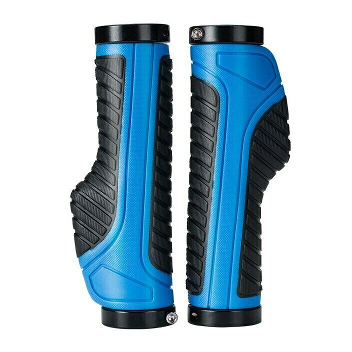 Bicycle Grips MTB Road Bike Double Lock Rubber Handlebar Grips Anti-Slip Rock Bros BLUE