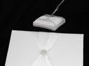 White Wedding Guest Book Register with Silver Pen Matching Stand Set 36 Lined Pages - White Sach Diamante Cover