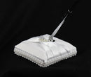 White Wedding Guest Book Register with Silver Pen Matching Stand Set 36 Lined Pages - White Sach Diamante Cover