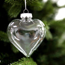 5 Pack Iridescent Glass Heart Ornaments Fillable Baubles for Christmas Party Wedding DIY Craft Decorations