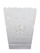 20 Pack White Heart in a Heart Luminary Paper Candle Tea Light Lantern Bags Wedding Garden Anniversary Birthday Night Decorations Evening Party