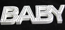White Baby Nursery 30cm Sign Plaque Plate with Diamantes Newborn Gift Homeware Bedroom Decoration Wall Art