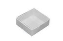 100 Pack of 8cm Square Wedding Invitation Coaster Favor Function product Presentation Cookie Biscuit Gift Box - 2cm deep - White Card Clear PVC Lid