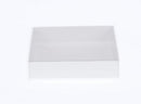 10 Pack of 8cm Square Wedding Invitation Coaster Favor Function product Presentation Cookie Biscuit Patisserie Gift Box 2cm deep White Card Clear Lid
