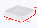 10 Pack of 10cm Square Invitation Coaster Favor Function product Presentation Cookie Biscuit Patisserie Gift Box - 2cm deep - White Card Clear PVC Lid