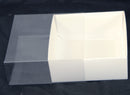 100 Pack of 8cm Square Wedding Invitation Coaster Favor Function product Presentation Cookie Biscuit Gift Box - 2cm deep - White Card Clear PVC Lid