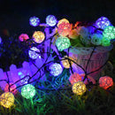 1 Set of Multi Coloured 5cm Rattan Cane 50 Ball Battery Powered LONG 5m String Lights Christmas Gift Home Wedding Party Bedroom Decoration